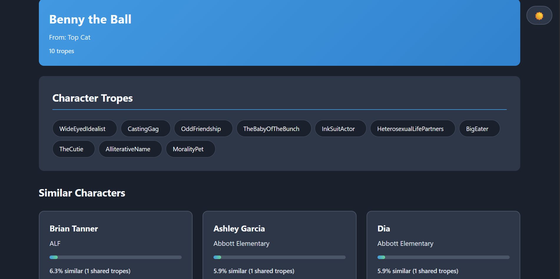 Character Cluster Recommender preview