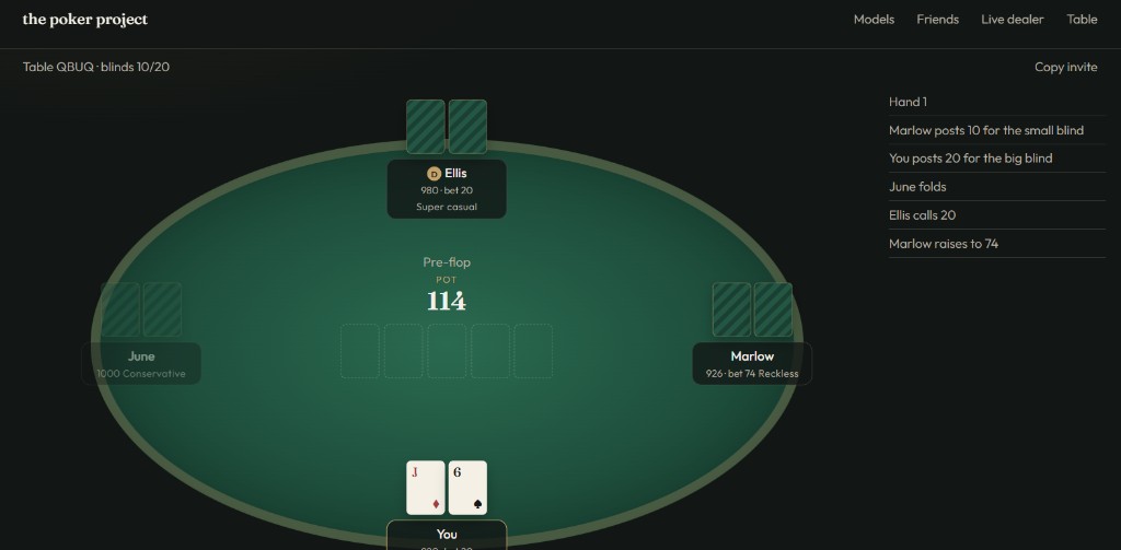 The Poker Project table preview